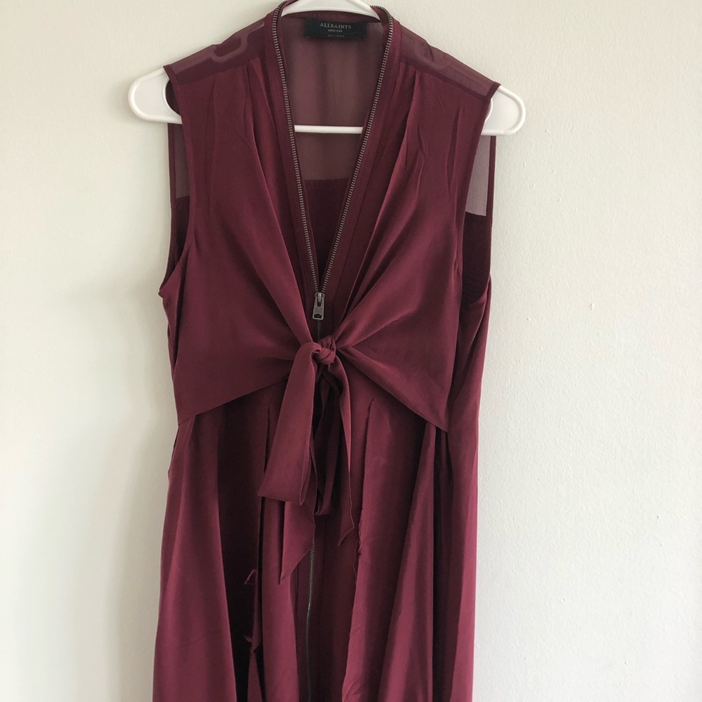 AllSaints Jayda Silk Dress Purple